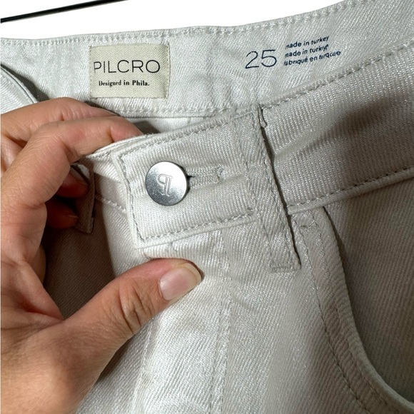Anthropologie | NWT Pilcro The Icon Pearlescent High-Rise Flare Jeans Crème 25 - Picture 3 of 12